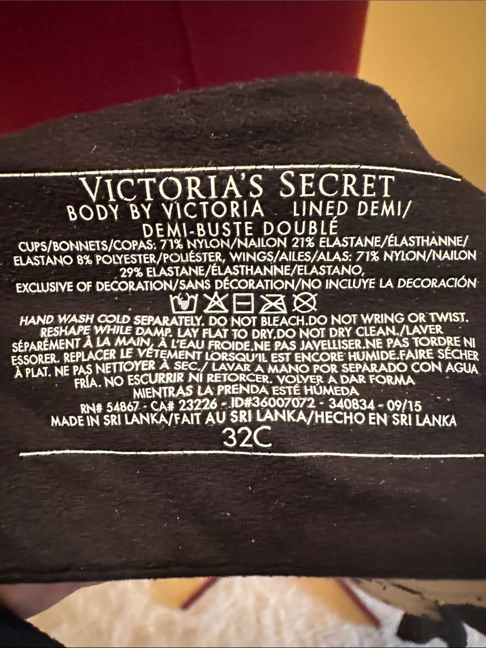 Victoria's Secret Body by Victoria Lined Demi Bra Black Lace White Overlay - Picture 13 of 13